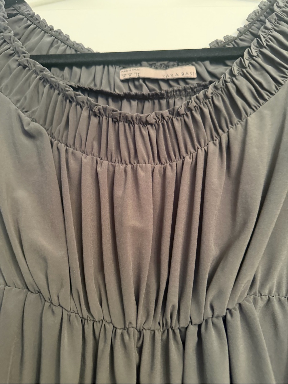 Zara Women's Smocked-Neck Blouse - Gray Size Medium - Picture 3 of 5